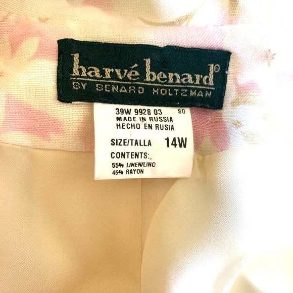 Harve Benard Vintage Ivory Floral Linen Blend Long Jacket and Skirt Suit… - Picture 7 of 7